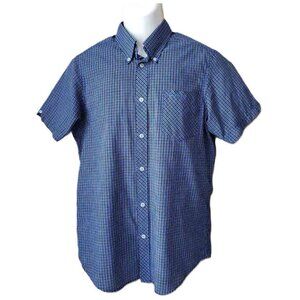 Ben Sherman Shirt Blue White Lattice Check Men's Slim Fit Medium